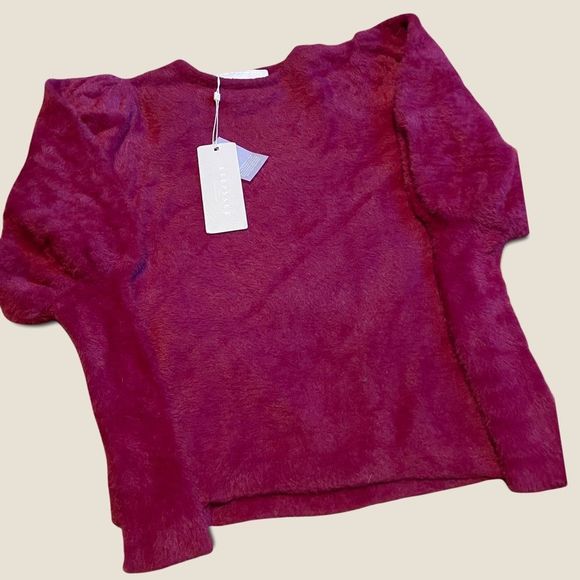 Keepsake the Label - Fuzzy Ruby Cheerful Sweater with Puff Sleeves - size L - Picture 12 of 14